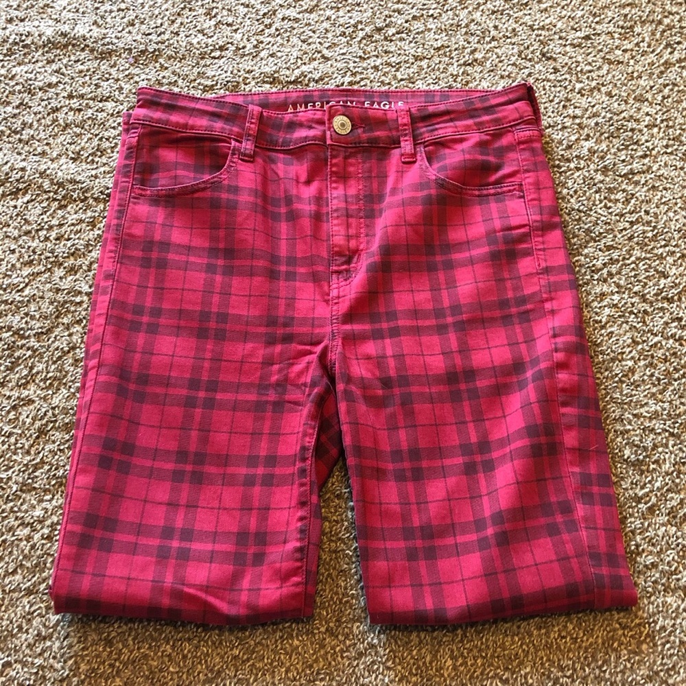 American Eagle High Waisted Plaid Jeggings